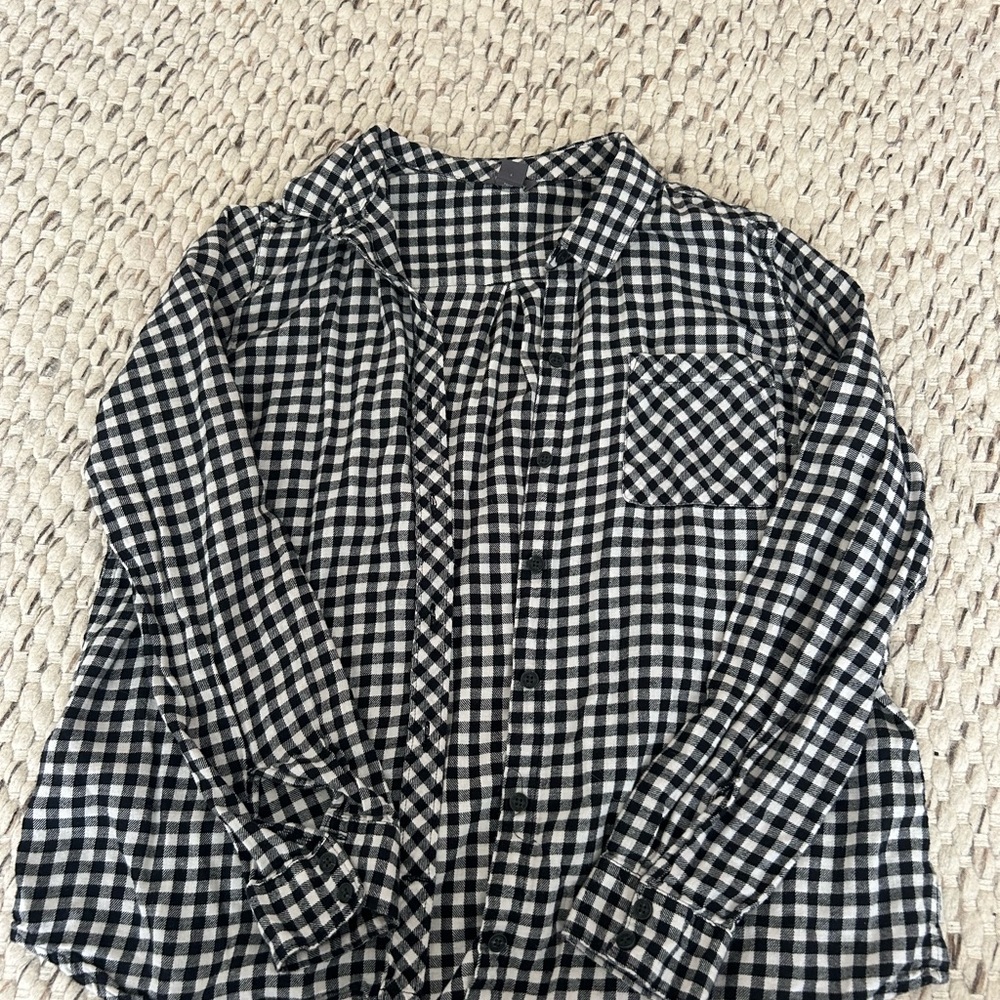Eddie Bauer Black and White Plaid Shirt